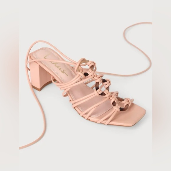 NEW with tags (NWT) Lulu’s Finu Mauve Pink Lace-Up High Heel Sandals - Picture 4 of 11